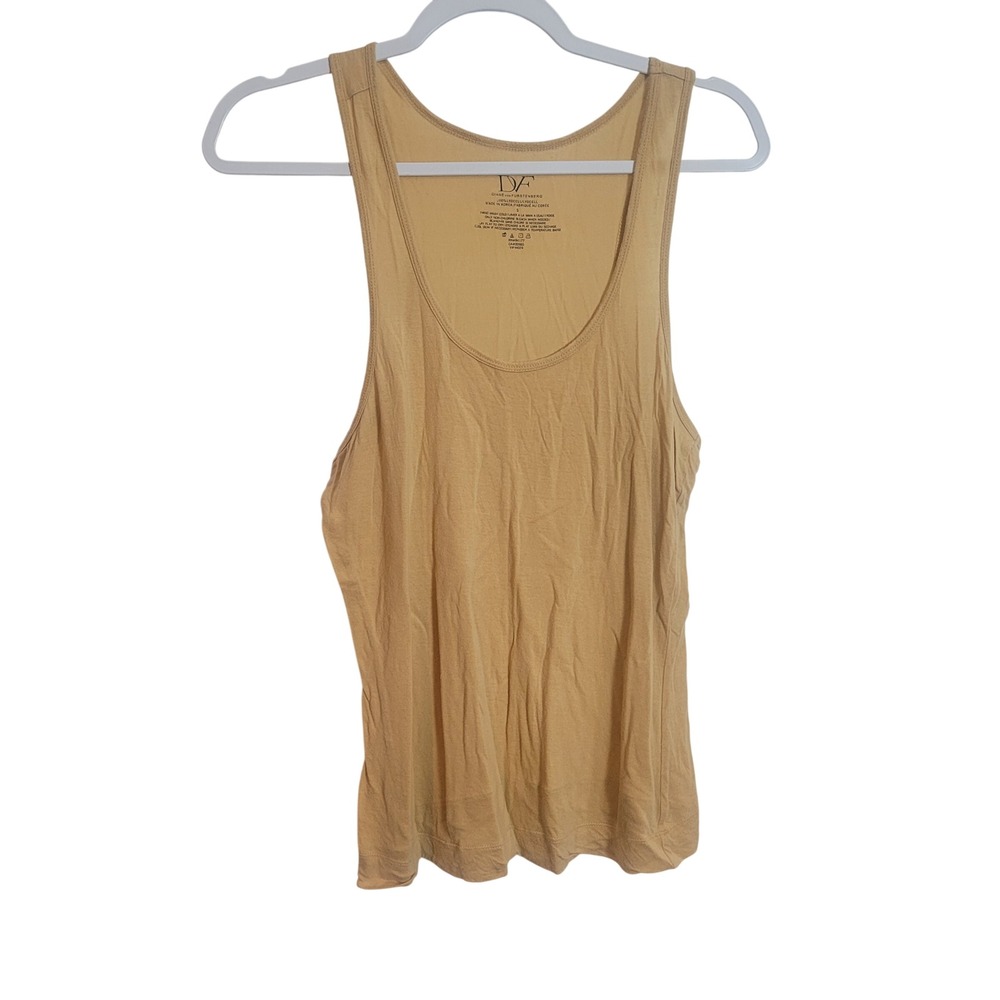 Diane von Furstenberg DVF Tan Lyocell Racerback Layering Tank Top S Scoop Neck